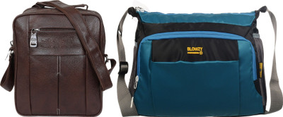 Blowzy Brown, Blue, Black Sling Bag Cross Body Travel Office Business Messenger One Side Men & Women Sling Bag(Pack of 2)