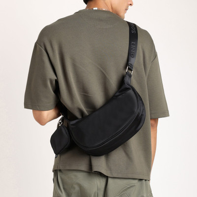 LINO PERROS Black Sling Bag Unisex Olive Cross Body