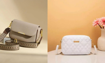 A2Z CREATIONS Beige, White Shoulder Bag Premium Looking Women Sling bag With Digital printed strap.(Pack of 2)