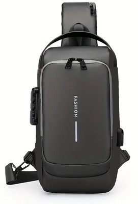 GJSHOP Grey, Gold Shoulder Bag Multi-functional Trendy Sling Bag with Password Lock, Leisure Travel Sport Chest