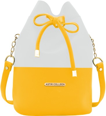 ASTIR COLLEEN White, Yellow Sling Bag Sling Bag (Drum) with adjustable Strap