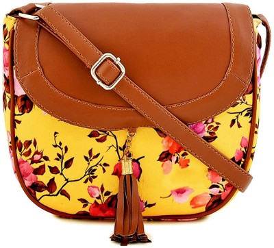 Dressberry Yellow Sling Bag Women Printed Canvas Sling Bag