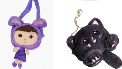 Nappmall Black, Purple Sling Bag Cute Cat Shoulder Bag Messenger Bags Crossbody Unique designer bag With chain(Pack of 2)