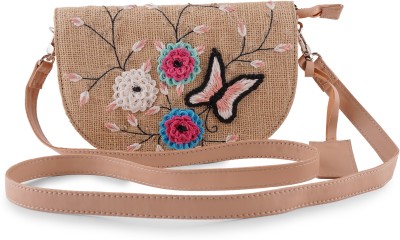 Amica Slexia Beige Sling Bag Handcrafted Stylish Printed Slingbag for Women, Girls Travel Crossbody Bags