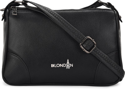 K London Black Sling Bag Women's Leather Sling Bag | Stylish Crossbody Messenger for girl and women