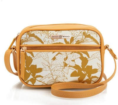 Sacci Mucci Yellow Sling Bag Boxy Shoulder Sling Crossbody Bag , Stylish Sling Bag-Allamanda Floral