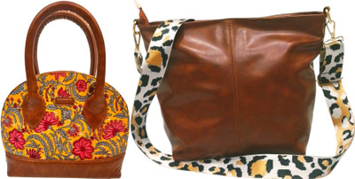 Dakota Yellow, Brown Sling Bag STYLISH Bohemian Handbag for Girls & Womens(Pack of 2)