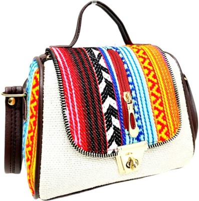 fashweave Multicolor Sling Bag Lightweight Trendy Jute Sling Bag With 4 Compartments / Pockets