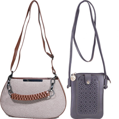 Despacito Silver, Grey Sling Bag Elegant sling bag(Pack of 2)