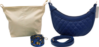 Dakota Blue, Beige Sling Bag Genuine Leather Stylish Moon Bag for Women – Compact & Trendy(Pack of 2)