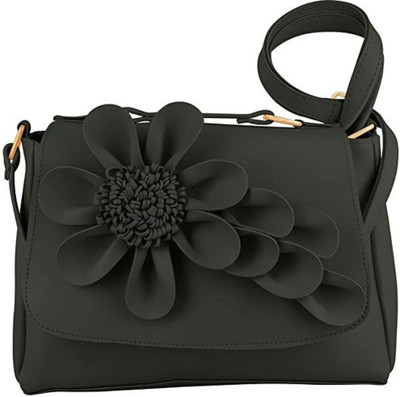 house of common Black Sling Bag HAMZACLETO New BK_BIG_FLOWER_11