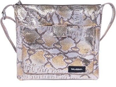 TASHAN Silver Sling Bag Genuine Leather Crossbody Sling Bag for Girls & Women with Adjustable Strap