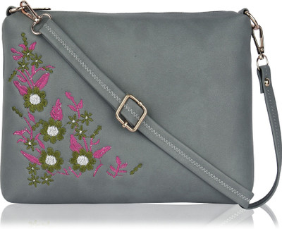 house of common Grey Sling Bag HC_LC SMAL-KADHAI-GREY-DS-01
