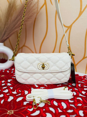 velvy White Sling Bag Classic Sling Bag For Women And Grils Best Quality Imported Material
