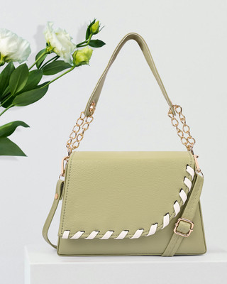 CLASKO Green Hand-held Bag Trendy Women Shoulder Sling Bag with Chain Handle and Structured Handheld Style