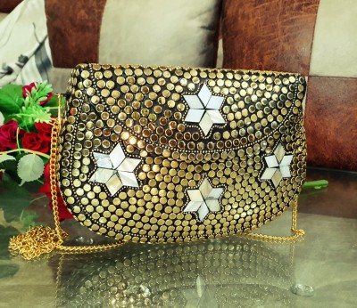 JAISOM Gold Sling Bag Golden Handmade Metal Bag 4 sheep Stars