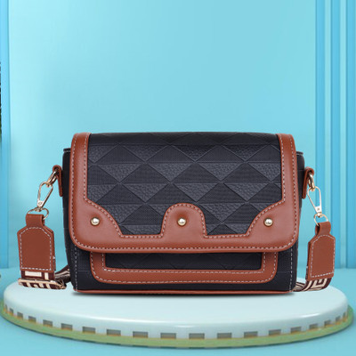 Womanix Black, Tan Sling Bag PU cross body sling bag for daily use, office use, Travelling.
