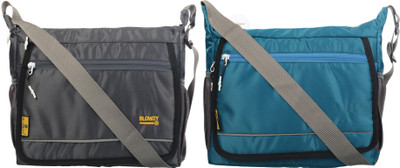 Blowzy Blue, Grey Sling Bag Nylon Sling Cross Body Travel Office Business Messenger one Side Shoulder Bag(Pack of 2)