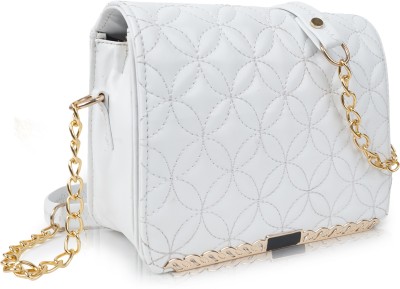 SPOTIC White Sling Bag Elegant Unique Design Chain Strap Crossbody Shoulder Women Sling Bag