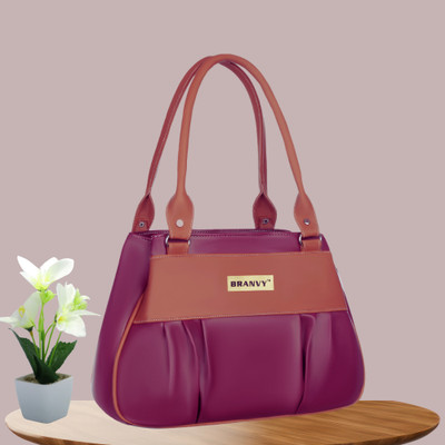 BRANVY Maroon, Tan Shoulder Bag Fashionable and contemporary women's handbag
