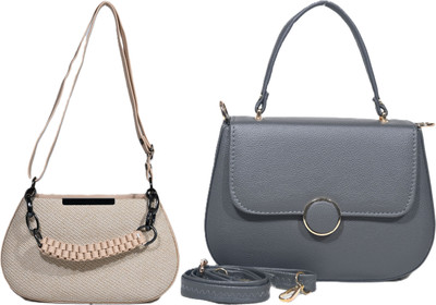 Despacito Beige, Grey Sling Bag Elegant sling bag(Pack of 2)