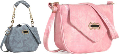 Zaxcer Grey, Pink Sling Bag Beautiful Sling Bags for women and girls(Pack of 2)
