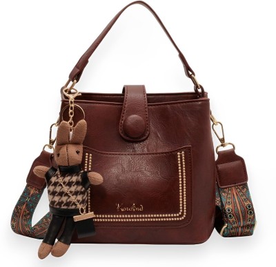 Koroind Brown Hand-held Bag Women's All-Matching Fashion Hand Bag with Contrasting Adjustable Shoulder Strap