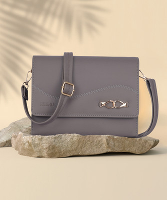 Reshu Grey Sling Bag Cross-Body With Adjustable Shoulder Strap & 3 pockets