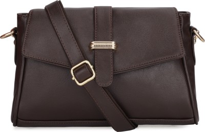 The CLOWNFISH Brown Sling Bag Odelina Series Faux Leather Handbag for Women Sling Bag For Women (Dark Brown)