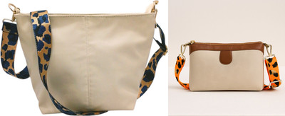 Dakota Beige, Beige Sling Bag with Detachable Dark Blue Belt for Girls & Women(Pack of 2)