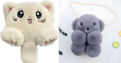 Nappmall Clear, Grey Sling Bag Cute Cat Shoulder Bag Messenger Bags Crossbody Unique designer bag With chain(Pack of 2)