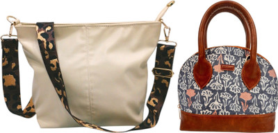 Dakota Grey, Beige Sling Bag STYLISH Bohemian Handbag for Girls & Womens(Pack of 2)