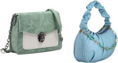 zufisha Multicolor, Blue Sling Bag Women Embossed Textured Flap Sling Bag with Adjustable Strap(Pack of 2)