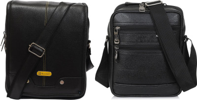 GOODINA Black, Black Sling Bag Cross Body Travel Office Business Messenger One Side Men & Women Sling Bag(Pack of 2)