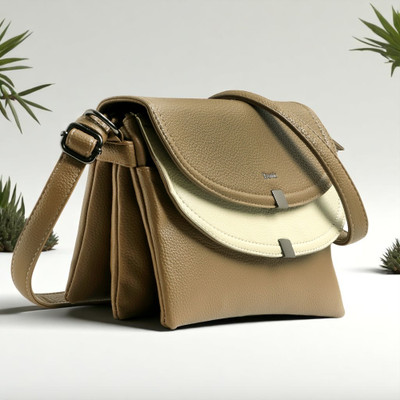 Exotic Khaki Sling Bag Dual-Tone with Dual Flaps – A Unique and Stylish Design Bag