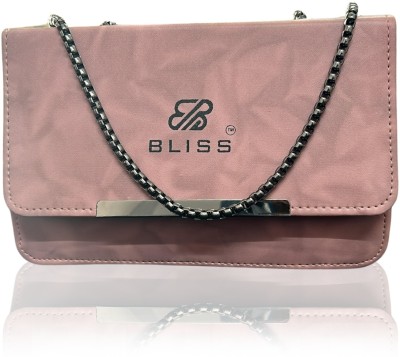 Bliss Pink Sling Bag faded sling bag girls women pu leather coin pocket black chain