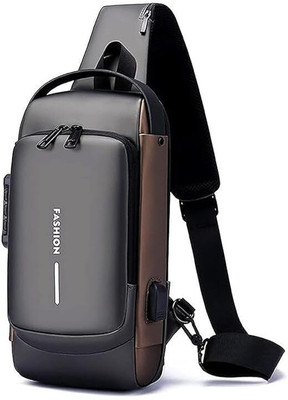 GLOBLTRADER Black, Brown Sling Bag Sling Bag For Men Shoulder Crossbody Bag Anti-Theft For Travel with USB Charging