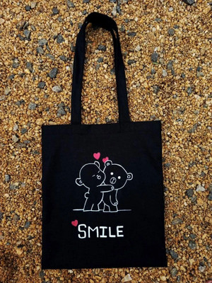 C J Choice Black Tote Bag, Canvas Printed Shopping Bag, Grocery Bag, Multi-Purpose Bag, College Bag