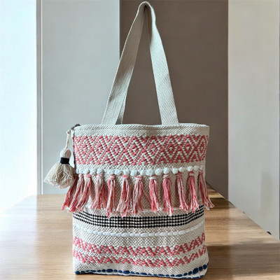 Navaa Pink Tote Handloom Shoulder Tote Bag