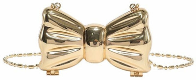 buddle Gold Sling Bag Bow Shaped Mini Evening Bag, Women Fashion Chain Strap Crossbody