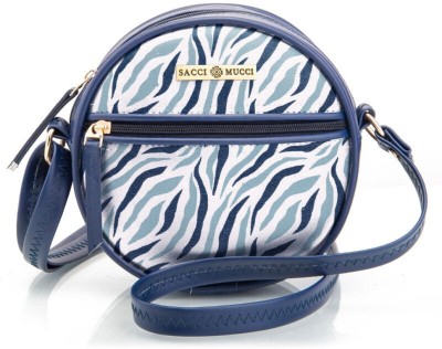 Sacci Mucci Blue Sling Bag Boxy Shoulder Sling Crossbody Bag , Stylish Sling Bag -Wave Botanical