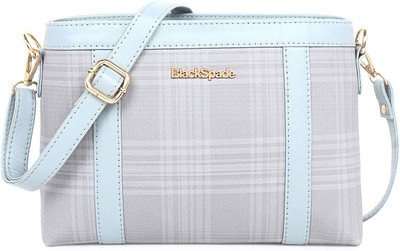 black spade Grey Sling Bag Checked Pattern PU Structured Solid