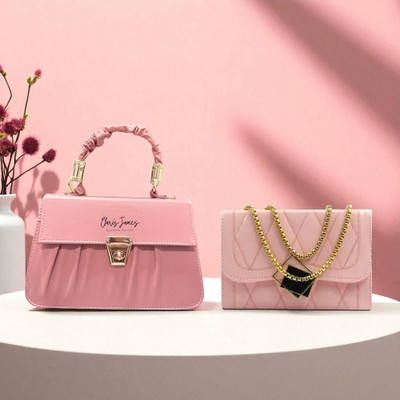 clarisjames Pink Sling Bag Pink Combo casual stylish trendy slingbag women(Pack of 2)