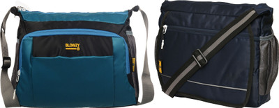 Blowzy Blue, Black, Blue, Black Sling Bag Cross Body men's sling bag(Pack of 2)