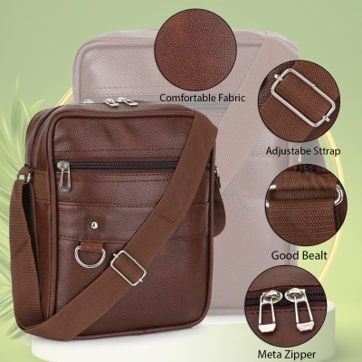 SHAH RAGE Brown Sling Bag Stylish Sling Bag For Men/Side Bag/Cross body bag For Office Business Travel