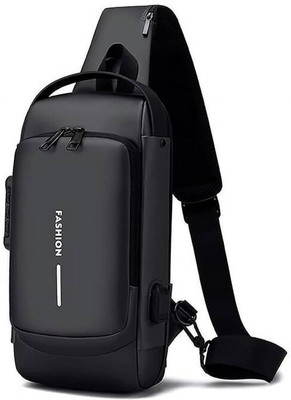 PREVAILER Black Shoulder Bag Multifunction Anti-Theft BikerBag One sided Bag
