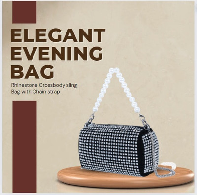 DOSYSO Silver Clutch Crossbody sling Bag for Women Rhinestone Clutch Party Handbags Girls Wedding