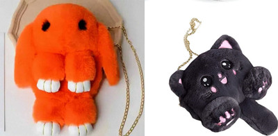 Nappmall Black, Orange Sling Bag Cute Cat Shoulder Bag Messenger Bags Crossbody Unique designer bag With chain(Pack of 2)