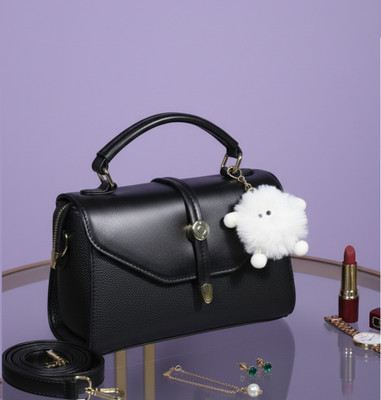 DONICY Black Sling Bag Soft sling bag with teddy