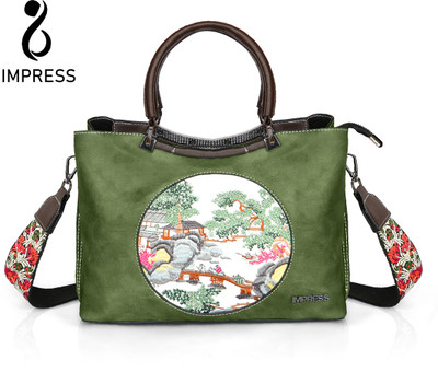 Impress Green Sling Bag Stylish Handbag with a Round Shape Adorned with a Beautiful Floral Pattern